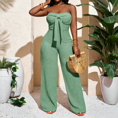 👗 STRAPLESS HIGH-WAISTED WIDE-LEG JUMPSUIT — Wedding Guest & Evening Style | Effortlessly Elegant One-Piece ✨