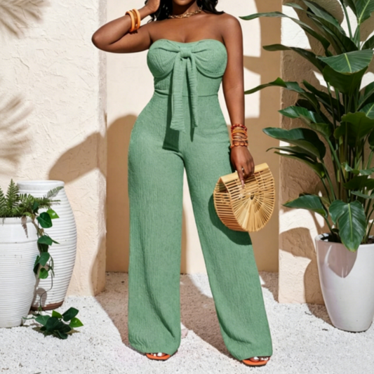 👗 STRAPLESS HIGH-WAISTED WIDE-LEG JUMPSUIT — Wedding Guest & Evening Style | Effortlessly Elegant One-Piece ✨