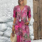 🌸 VIVID PRINT V-NECK MIDI DRESS — Waisted Silhouette | Lightweight & Floaty