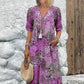 🌸 VIVID PRINT V-NECK MIDI DRESS — Waisted Silhouette | Lightweight & Floaty