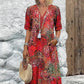 🌸 VIVID PRINT V-NECK MIDI DRESS — Waisted Silhouette | Lightweight & Floaty