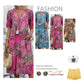 🌸 VIVID PRINT V-NECK MIDI DRESS — Waisted Silhouette | Lightweight & Floaty