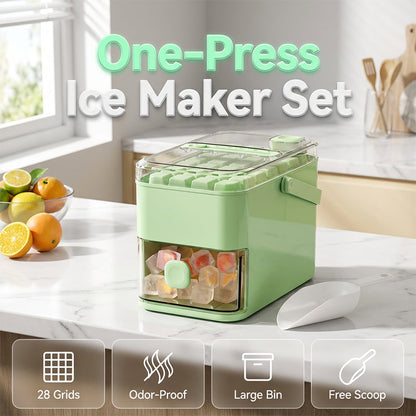 🧊Press-Type Ice Cube Maker with Storage Bin