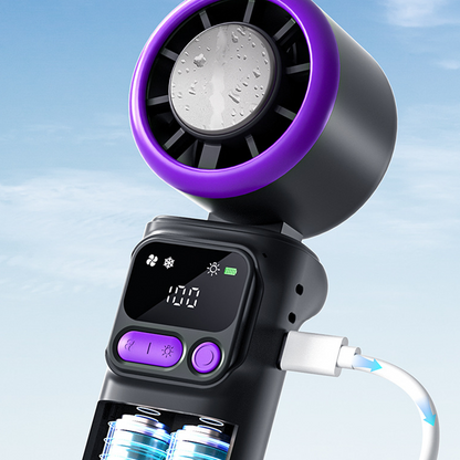 🧊 Handheld Cooling Fan with Ice Compress Plate
