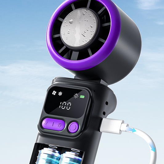 🧊 Handheld Cooling Fan with Ice Compress Plate