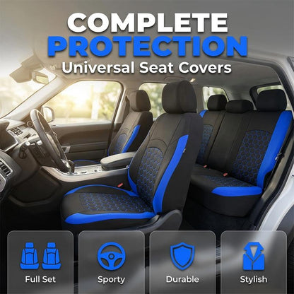 🚗 UNIVERSAL 9-PIECE CAR SEAT COVER SET FOR 5-SEAT VEHICLES — Full Coverage Protection | Breathable Fabric | Easy to Install & Wash 🛡️