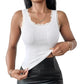 👗 Slim Fit Ribbed Cami with Built-in Cups & Lace Trim — Medium Support, Soft Stretch Fabric for Daily Wear