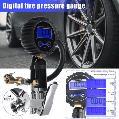 💞50K+ SOLD! 🔧 Digital Tyre Pressure Gauge & Inflator: ±1% Accuracy, 4 Units, Brass & Steel