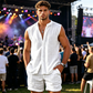 ☀️ Men’s Sleeveless Linen Blend Set — Breathable 2-Piece Beach & Casual Outfit with Shorts