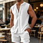 ☀️ Men’s Sleeveless Linen Blend Set — Breathable 2-Piece Beach & Casual Outfit with Shorts