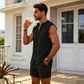 ☀️ Men’s Sleeveless Linen Blend Set — Breathable 2-Piece Beach & Casual Outfit with Shorts