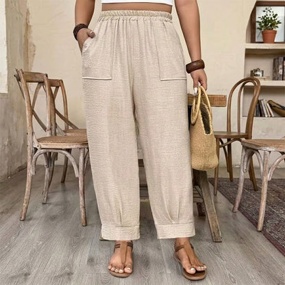 👖 Women’s Relaxed Fit Cuffed Ankle Pants — Elastic Waist, Easy Pull-On Style for Everyday Comfort