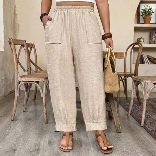 👖 Women’s Relaxed Fit Cuffed Ankle Pants — Elastic Waist, Easy Pull-On Style for Everyday Comfort