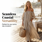 🔥50% OFF!✈️Free Shipping🔥 Women's Off-Shoulder Maxi Dress Lantern Sleeve Dress