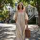 🔥50% OFF!✈️Free Shipping🔥 Women's Off-Shoulder Maxi Dress Lantern Sleeve Dress