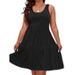 👗 Sleeveless A-Line Knee-Length Dress — Breathable Cotton Stretch, Flattering Fit