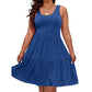 👗 Sleeveless A-Line Knee-Length Dress — Breathable Cotton Stretch, Flattering Fit
