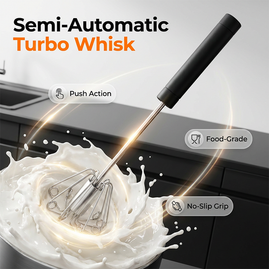 🛡️ Food-Grade Stainless Steel Semi-Auto Egg Beater — Rustproof, Durable