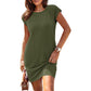 ☀️ Lightweight Solid Color Crew Neck Dress —Soft & Comfortable for All-Day Wear