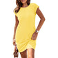 ☀️ Lightweight Solid Color Crew Neck Dress —Soft & Comfortable for All-Day Wear