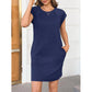 ☀️ Lightweight Solid Color Crew Neck Dress —Soft & Comfortable for All-Day Wear