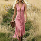 🪩 Retro Western Tassel Sleeveless Slim Dress