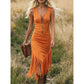 🪩 Retro Western Tassel Sleeveless Slim Dress