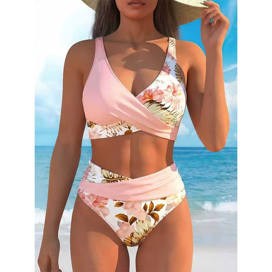 👙 Women's Floral Print High Waist Bikini Set