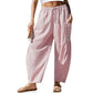 👖 Women's Summer Loose Fit Gingham Pants — Drawstring Wide Leg Trousers with Pockets