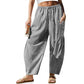 👖 Women's Summer Loose Fit Gingham Pants — Drawstring Wide Leg Trousers with Pockets