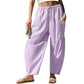 👖 Women's Summer Loose Fit Gingham Pants — Drawstring Wide Leg Trousers with Pockets