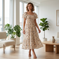 🌿 Summer Floral Smocked Dress with Square Neck — Wear to Beach, Brunch or Evening