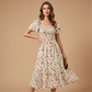 🌿 Summer Floral Smocked Dress with Square Neck — Wear to Beach, Brunch or Evening