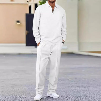✨ Men’s Waffle Knit Sweatshirt & Straight Pants Set — Summer Casual Co-Ord in 5 Colours