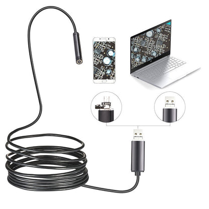 📷 Waterproof USB Endoscope Camera with LED— IP67 Borescope | 5m Cable | Plug-and-Play for Android/PC 🔍