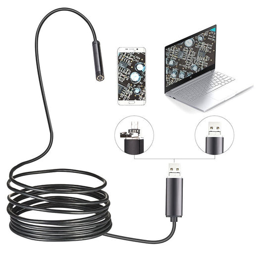 📷 Waterproof USB Endoscope Camera with LED— IP67 Borescope | 5m Cable | Plug-and-Play for Android/PC 🔍