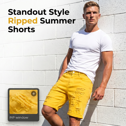🎸 Men's Summer Ripped Denim Shorts