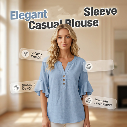 👔 Versatile Short Sleeve V-Neck Blouse — Lightweight & Breathable