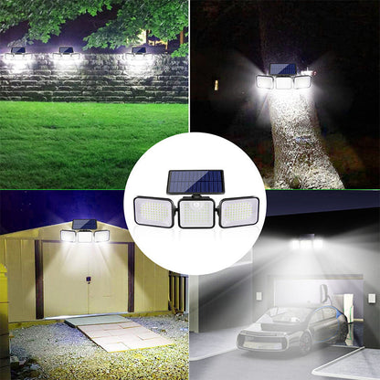 🛡️ Triple-Head Solar Motion Sensor Wall Light — IP65 Waterproof, Wireless Security