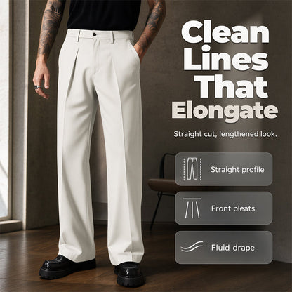 👖 Men‘s Soft Drape Straight Leg Pants — Relaxed Fit with Natural Fluid Silhouette
