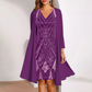 🏆 Elegant 2-Piece Ensemble — Sleeveless Midi Dress with Removable Sheer Duster Jacket