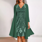 🏆 Elegant 2-Piece Ensemble — Sleeveless Midi Dress with Removable Sheer Duster Jacket