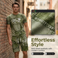 🏖️ Relaxed Fit Denim Print Co-Ord — Short Sleeve Tee & Cargo Shorts for Summer Escapes