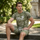🏖️ Relaxed Fit Denim Print Co-Ord — Short Sleeve Tee & Cargo Shorts for Summer Escapes