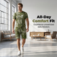🏖️ Relaxed Fit Denim Print Co-Ord — Short Sleeve Tee & Cargo Shorts for Summer Escapes