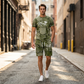 🏖️ Relaxed Fit Denim Print Co-Ord — Short Sleeve Tee & Cargo Shorts for Summer Escapes