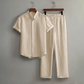 👔 Men‘s Textured 2-Piece Shirt & Trousers Set — Relaxed Oversized Fit Co-Ord for Summer