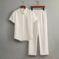 👔 Men‘s Textured 2-Piece Shirt & Trousers Set — Relaxed Oversized Fit Co-Ord for Summer