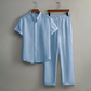 👔 Men‘s Textured 2-Piece Shirt & Trousers Set — Relaxed Oversized Fit Co-Ord for Summer