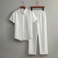 👔 Men‘s Textured 2-Piece Shirt & Trousers Set — Relaxed Oversized Fit Co-Ord for Summer